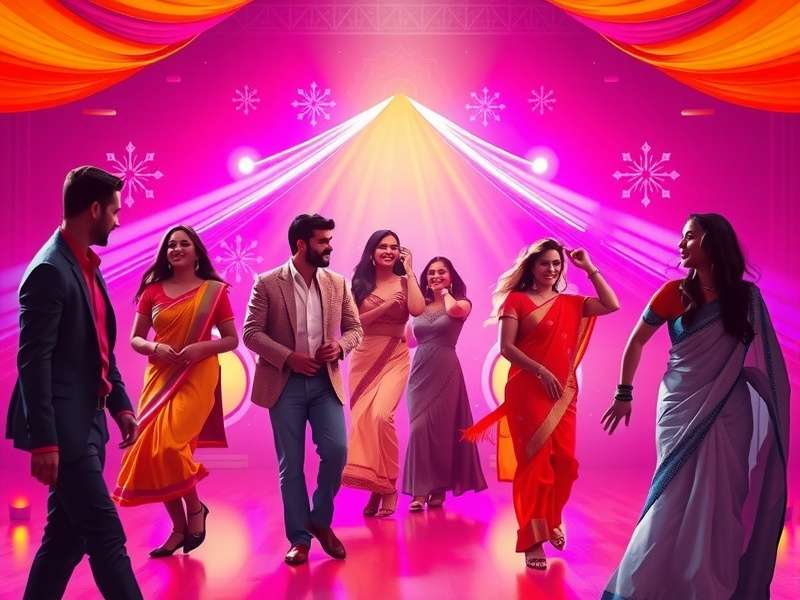 VR Bollywood Dance Wave main interface showing vibrant dance floor with Bollywood stars